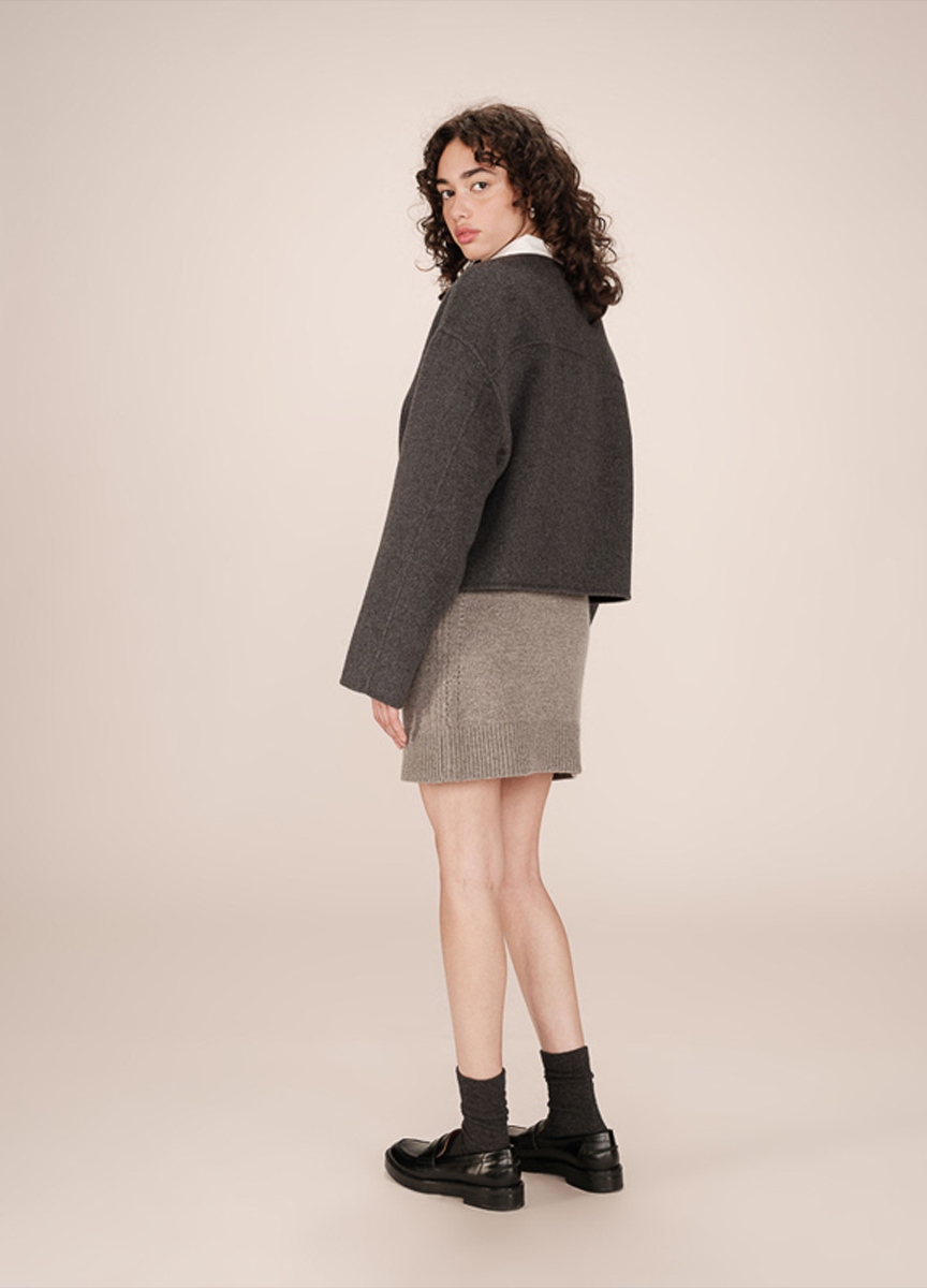 羊毛混紡短大衣